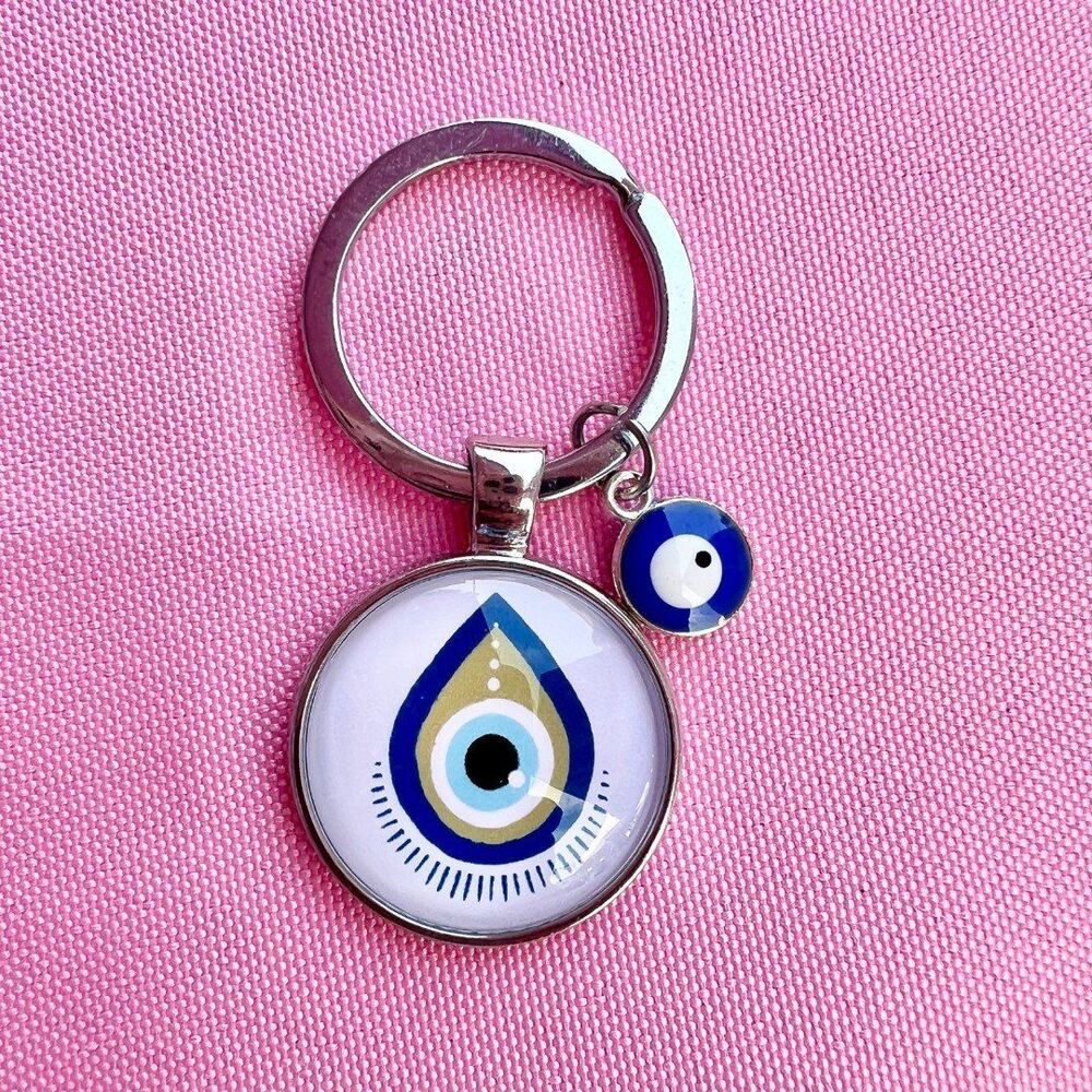 Handmade Art evil eye hamsa Keychain protection spiritual crystals